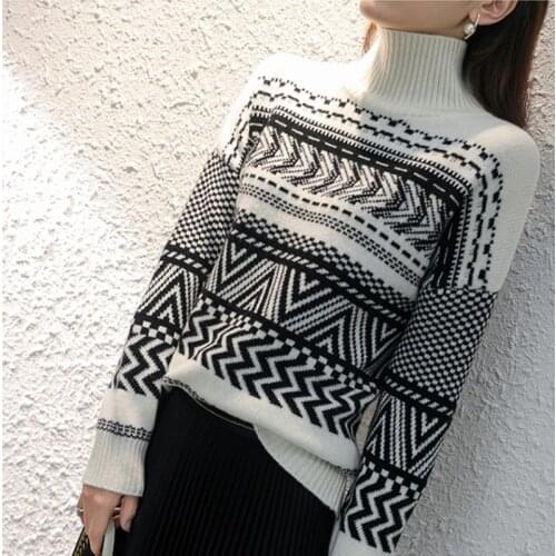 20 High-end womens high-neck 100% wool sweater long-sleeved knitted pullover soft and warm autumn and winter cashmere sweater