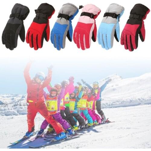 W3JF Kids Child Winter Thicken Warm Mountain Snowboard Ski Gloves Windproof Mittens