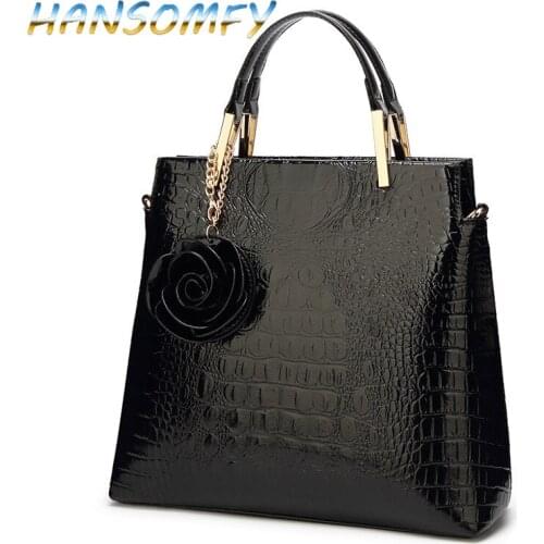 Crossbody Bags for Women 2019 Women Handbag Crocodile Patent Leather Shopper Tote Shoulder Bag Womens Bag Bolsa Feminina MX-63