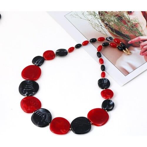 New Maxi Statement Long Beads Necklaces Collier Fashion Acrylic Geometric Pendant Collar Necklace for Women
