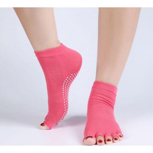 1Pair=2PCS Half Toe Yoga Socks Non-Slip Peep Toe Anti-Slip Pilates Ankle Grip Durable Open Half Five Fingers Cotton Yoga Socks