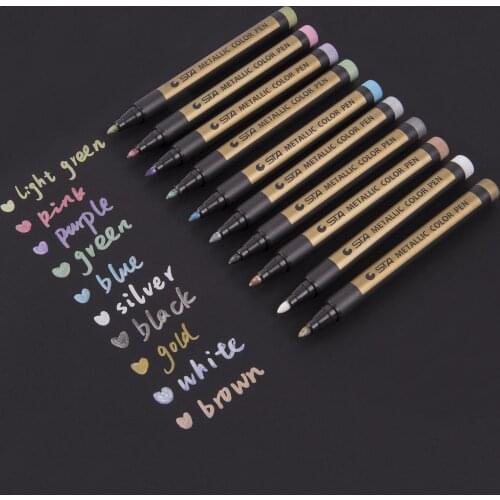 1Pc Metallic Ink Marker Pen For School And Office Supplies Colorful Permanent Crafts Painting Pens Quality School Writing Tools