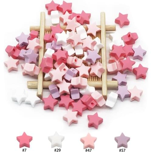 Cute-Idea 10PCs Star Teether Pacifier Chain DIY Accessories Chain BPA Free Chewable Teething Soft Baby Product Food Grade