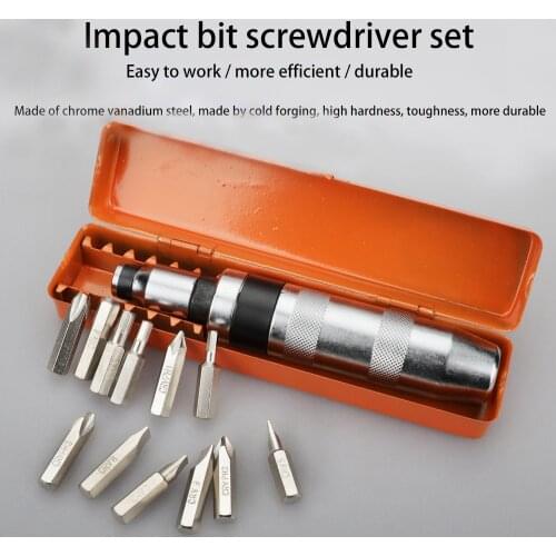 13pcs/Set Portable Impact Driver Screwdriver With Magnet For Automotive Repair Machinery Screwdriver With Non-Slip Handle