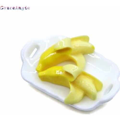 20pcs Funny Hair Dec Fruit Resin Cabochon Flat Back Banana Cherry Straw Miniature Artificial Decorative Craft Play DollHouse Toy