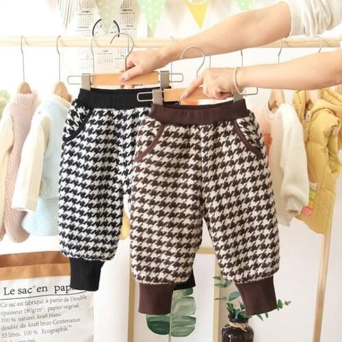 2020 Girls Boys Plaid Casual Pants Baby Kids Winter Thick Warm Long Pant Fashion Beautiful Trousers Children Clothes