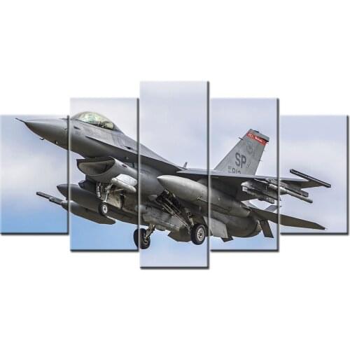 5 Piece Canvas Paintings HD F-16 Fighting Falcon Poster Wall Art Pictures for Home Decor