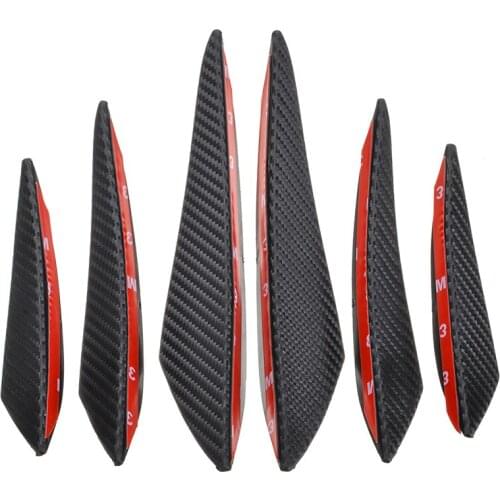6Pcs Carbon Fiber Car Front Bumper Canards Car-styling Bumper Lip Splitter Body Spoiler Canards Auto Bumpers