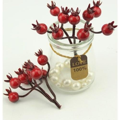 80Pcs/720Heads Mini Fake Pearl Pomegranate Fruit Small Berries Artificial Flowers red cherry Stamen Wedding Christmas Decorative