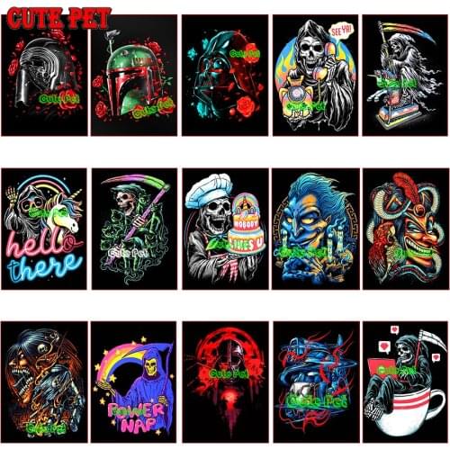 DIY Diamond Painting Halloween grim Reaper Diamond Embroidery reaper Full Display Rose helmet Cartoons Rhinestone Cross Stitch