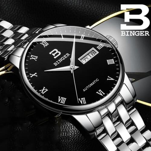 BINGE Brand Men Mechanical Watch Automatic Role Date Fashione luxury Clock Male Reloj Hombre Relogio Masculino 2019