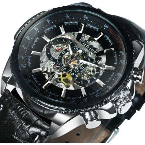 Military Watch For Men Skeleton Automatic Mechanical Wrist Watches Top Brand Luxury 2021 Silver Gold Big Leather Reloj Hombre