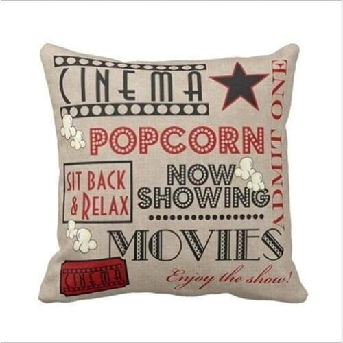 Fhdang Decor Damuyas New Movie Theater Cinema Admit One Ticket Pillow Square Cotton Throw Pillow Case 26x26 Inch