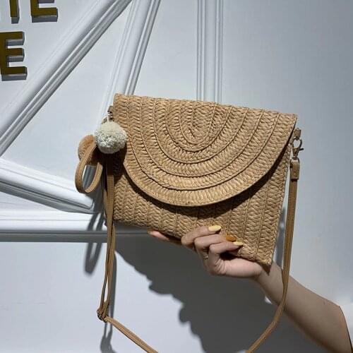 2020 wool ball decorative single shoulder messenger bag leisure hand held envelope bag hand woven bag