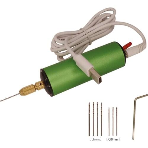 Electric Tools Adjustable 0.8-1.2mm Electric Mini Drill with 8pcs Drills Bits 0.8mm and 1.1mm for Jewelry Wood Key Chain Making