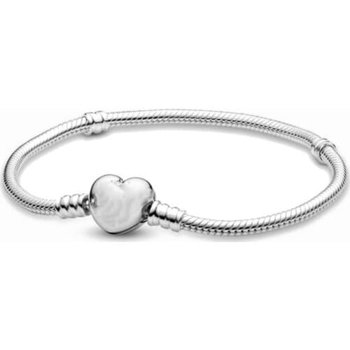 European Charms Bracelet Bangles With Heart Clip Diy Jewelry For Women Men Girl Boy Z004