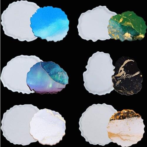 Coaster Resin Molds Agate Geode Epoxy Silicone Mould Making Cups Mats Diy Casting Concrete Cement Home Decoratio Tool Supplies