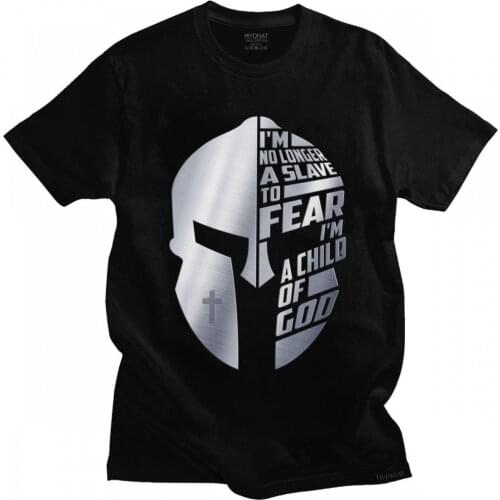 Mens I'm No Longer A Slave To Fear I Am A Child Of God Tshirt Short Sleeve Cotton T-shirt Jesus Shirt Christian Faith Tee Tops