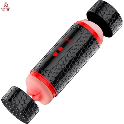JIUAI Sex Toys USB Charging 10 Frequency Vibration Intelligent Voice Realistic Vaginal Oral Masturbation Cup for Man