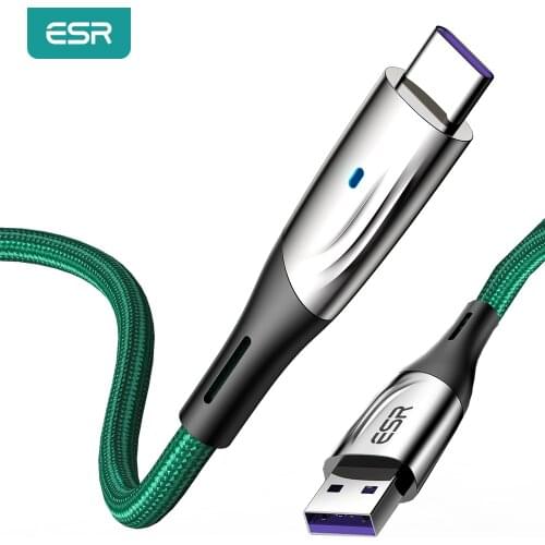 ESR USB C Cable for Huawei Samsung Xiaomi Redmi USB Type c Cable Supercharge Fast Charging 5A Mobile Phone Cable Braided 1.2M