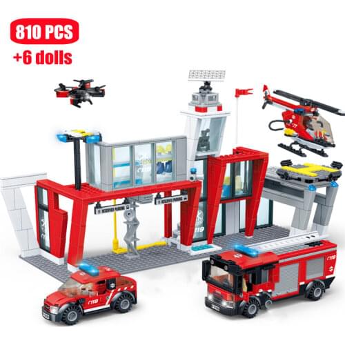 Creator Fire Station Ambulance Firetruck City Safety Series Building Blocks Diy Kits Assemble Model Kids Educational Toys Gifts