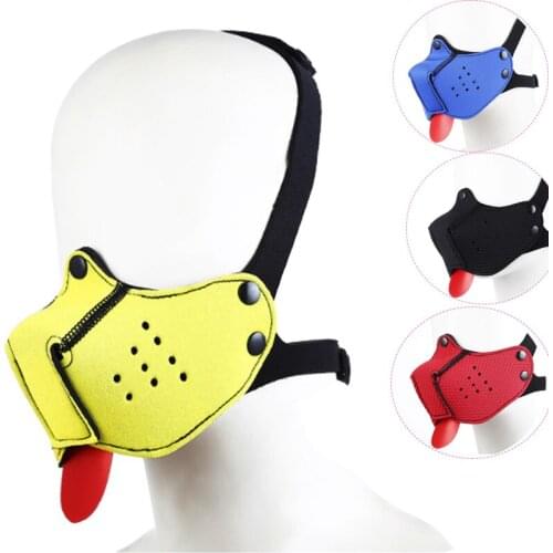BDSM Puppy Play Dog Mask Hood Rubber Half Face Bondage Muzzle Mask With Tongue Dog Slave bondage Dog Tailplug Mouth Gag Sex Toys