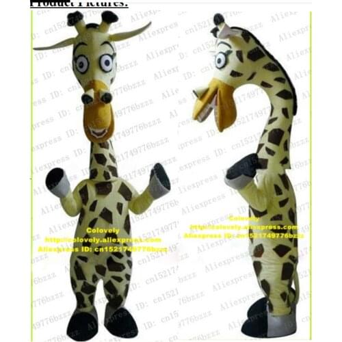 Lovely Yellow Giraffe Giraffa Cameleopard Mascot Costume Adult Short Tentacles Long Sharp Ears Round Bright Eyes No.7074 FS
