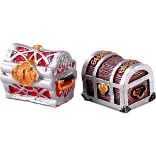 Mini Pirate Gold Adventure Gold Coin Treasure Box Gift Aquarium Resin Cartoon Mediterranean Seabed Treasure Hunting Toys