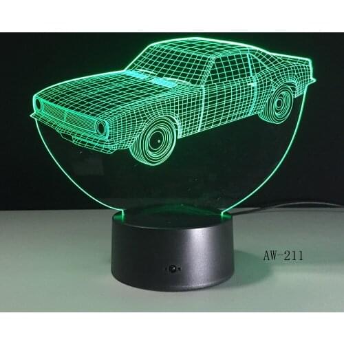 Car Model LED 3D Lamp Usb Illusion Colorful Desk Table Lamp Children Bedroom Night Light Home Atmosphere Lamp Drop Shipp AW-211