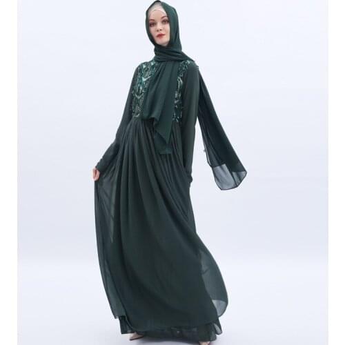 Fashion sequined beading Muslim Robe syari Musulmane full length Dubai Abaya Muslim Robe Arab Worship Service abaya wq2067