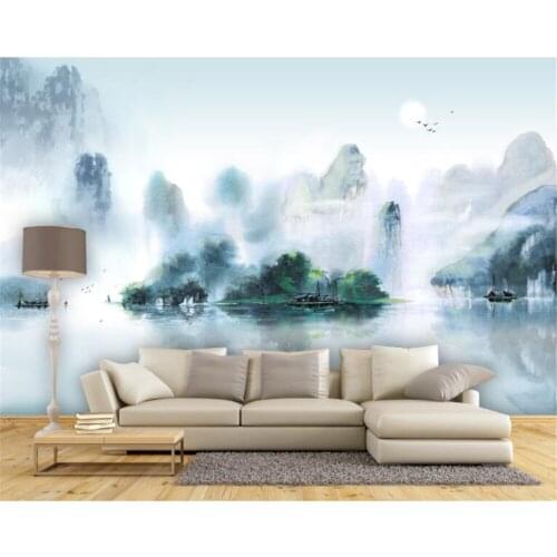 Beibehang Custom wallpaper mural new ink Jiangnan landscape painting TV background wall 3d wallpaper papier peint mural 3d