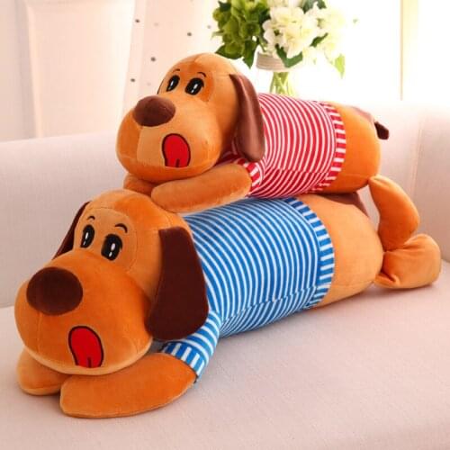 45-100cm Clothes Giant Classic Striped Prone Lies Dog Plillow Plush Toy Birthday Stuffed Sleeping Valentines Gift Cushion