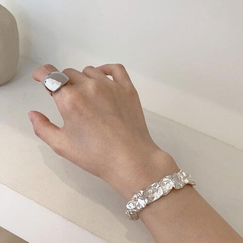 PANGJERY 925 Sterling Silver Opening Bracelet Bangles for Women Couples INS Fashion Charm Gold Silver Circle Party Jewelry Gifts