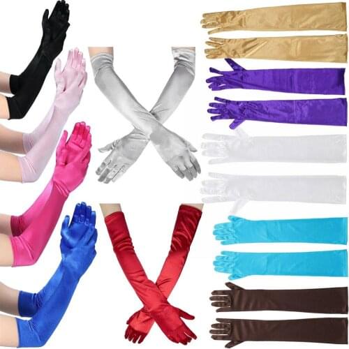 1Pair New Fashion Women Long Finger Gloves Elbow Length Stain Sun Protection Mittens Opera Evening Party Gloves Prom Costumes