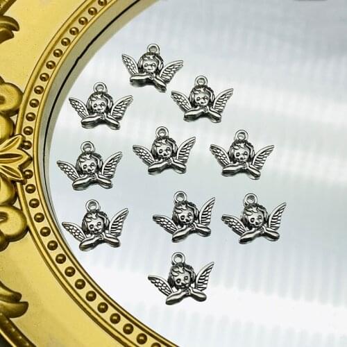 10Pcs 20x11MM Angel Charms Antique Silver Color Zinc Alloy Pendant For DIY Jewelry Making Earring Necklace Accessories Wholesale