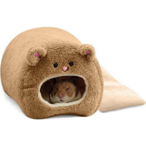 WSFS Hot Rats Hamster Winter Warm Hanging Cage Hammock Cute Bear House with Bed Mat for Small Furry Animals