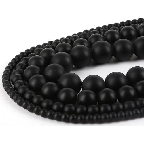 Hot Frosted Loose Beads 4-12 mm Natural Black Beads 1.5mm Hole Beads for DIY Jewelry Accessories Bracelet Necklace Supplies