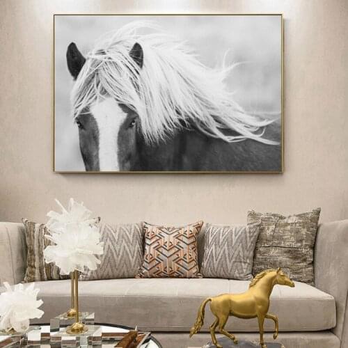 Nature Black and White Animal Horse Canvas Painting Wall Art Nordic Posters and Prints Wall Pictures for Living Room Decoration