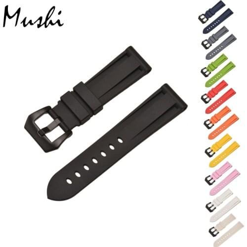 Rubber Strap, 22MM 24MM Strap For Panerai Watch band, Dustproof And Waterproof Watchbands For P Watch Strap with Black Buckle