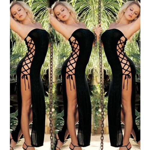 Sexy lingerie hot black wrapped long dress fantasias sexy erotic lingerie skirt sexy costumes underwear for women YZ48
