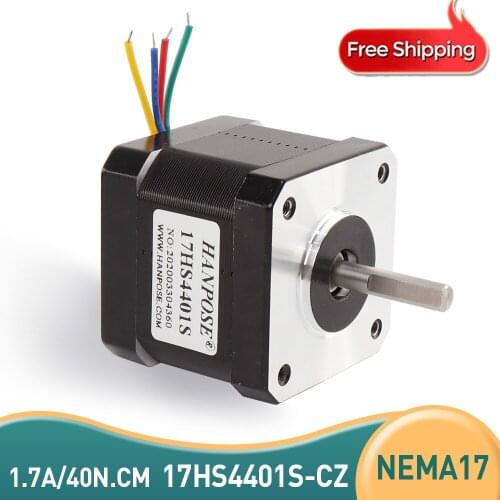 Free shipping Stepping motor with magnetic pole hole Nema17 Stepper Motor 42 Series motor 17HS4401S- CZ 40N.cm 1.7A 4-lead
