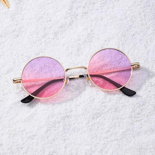 2021 Sunglasses Women Gradient Lens Luxury Small Round Frame Sunglasses For Men Metal Driving Fishing Glasses Female Gafas