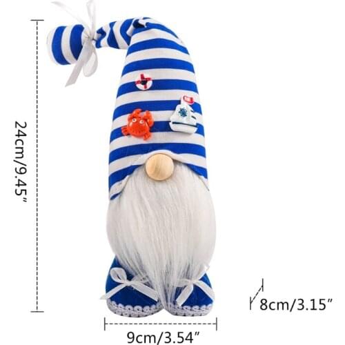 T84E Ocean Festival Gnome Deep Blue Luckily Nautical Faceless Doll Stuffed Plush Toy Elfs Swedish Dwarf Home Decoration Holiday