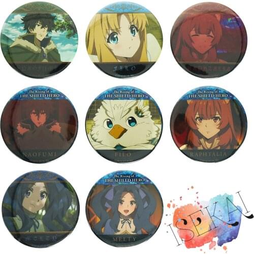 The Rising of the Shield Hero Tate No Yuusha No Nariagari Anime Naofumi Raphtalia Firo Filo Melty Badge Brooch Pins