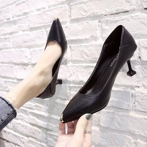 Women Pumps Fashion Shoes All Match Thin High Heel Pointed Toe Flock Wedding Sexy Heels Green Black Luxury Dress Ladies 632yh65