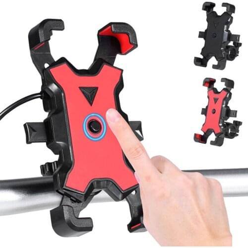 Bicycle Phone Holder Motorcycle USB Charger Mount Stand Bike Handlebar Mirror Cellphone Clip Charging Bracket Clamp Support