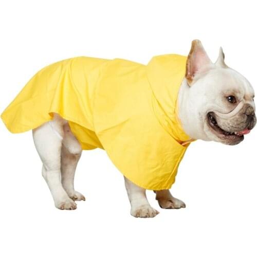 Waterproof Dog Raincoat Solid Color Dog Coat Jacket Outdoor Windproof Hooded Rain Coat With Hat Jacket French Bulldog Clothes