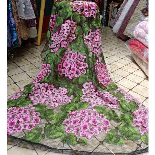 High Quality Dress Lace Fabric Plane Embroidered Flower French Tulle Mesh DIY Fashion Skirt Sewing Supplies 5 Yards Wholesale