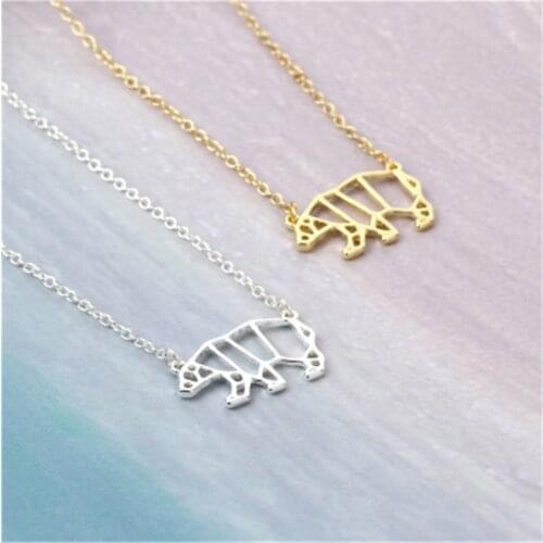 Women Jewelry Geometric Polar Bear Necklaces Colliers Accessories Mama Bear Gift for mom Animal Necklace Pendant