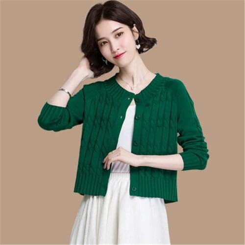 Women Fashion 2021 Single Breasted Knitted Coat Slim Winter Autumn Sweaters Female Knitwear Blue Korean Style Cardigan